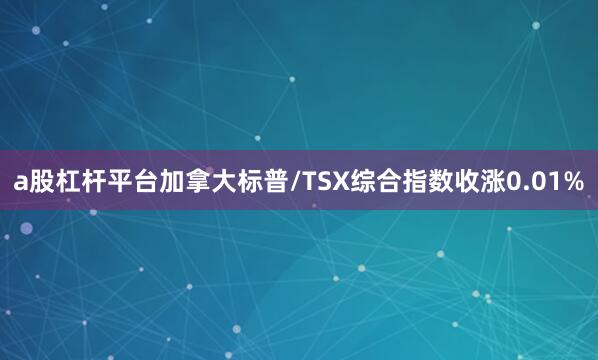 a股杠杆平台加拿大标普/TSX综合指数收涨0.01%