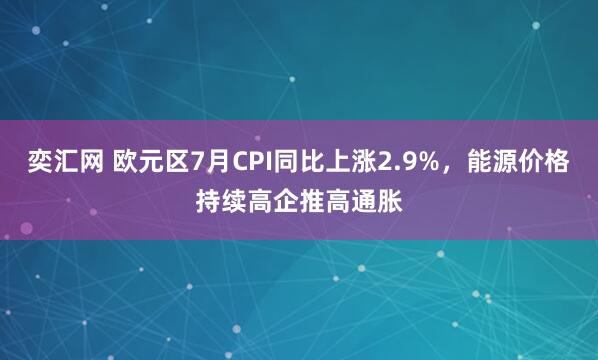 奕汇网 欧元区7月CPI同比上涨2.9%,能源价格持续高企推高通胀