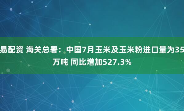 易配资 海关总署：中国7月玉米及玉米粉进口量为35万吨 同比增加527.3%
